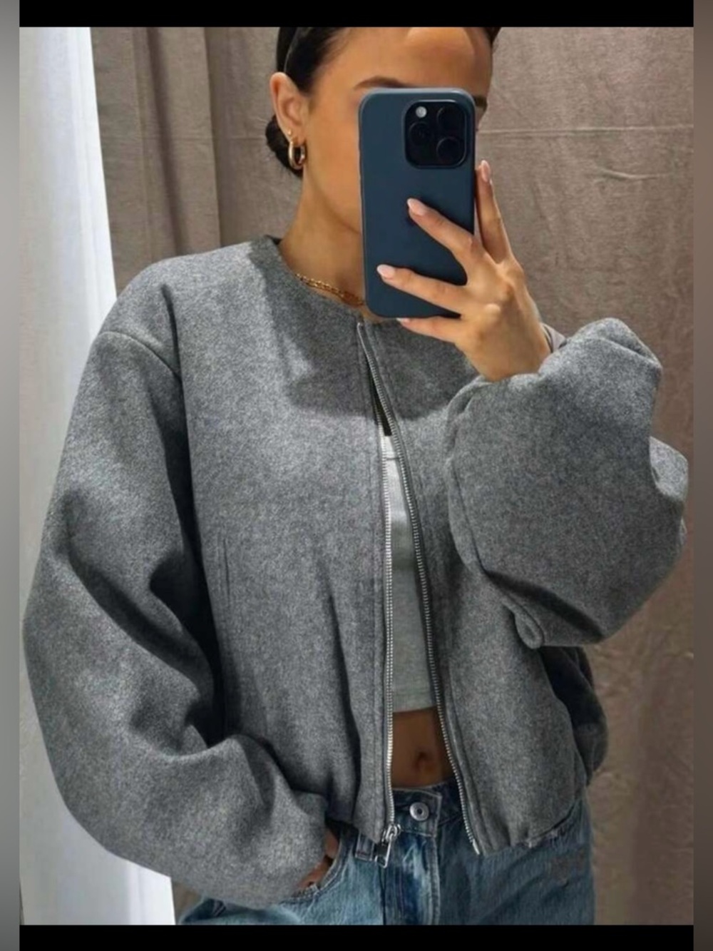 Gray Women's Bomber Jacket